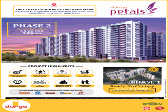 Phase 2 newly launched 2 and 2.5 BHK Rs 85 Lacs at Durga Petals Bangalore